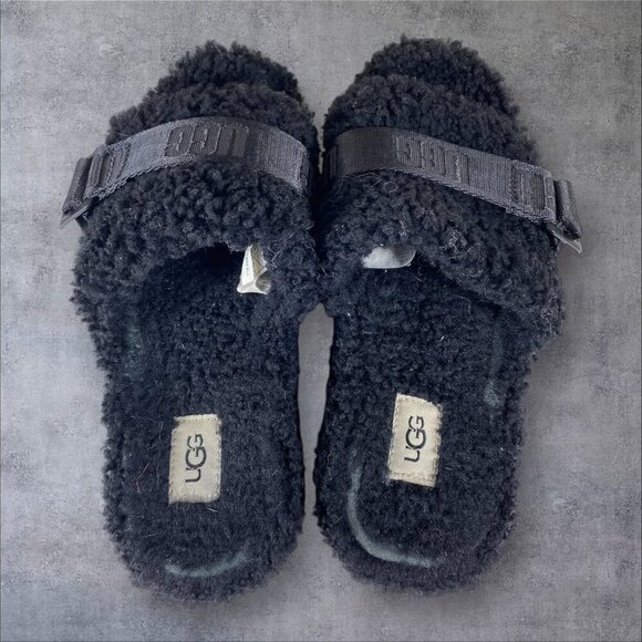 UGG Women's Fluffita Shade Fur Platform Slippers Sz 7 - Picture 2 of 6